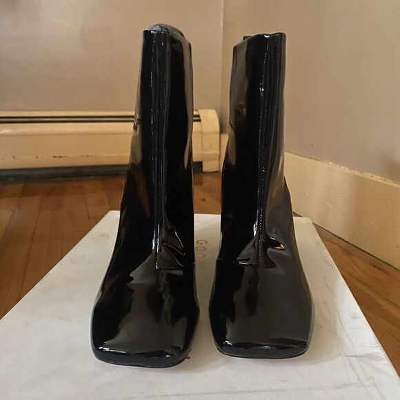 GOOD AMERICAN pattent leather square toe ankle boots high heels sz 10.5 NIB - Picture 12 of 12